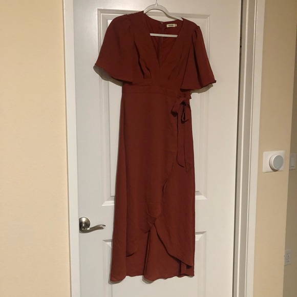 Burnt orange faux tie dress - Picture 6 of 7